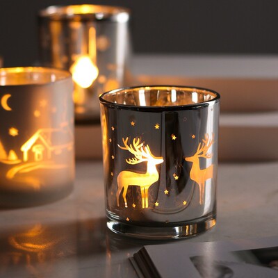 Christmas Candle Cup Elk Silver Plating Candle Holder Candle