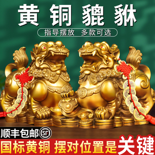 貔貅摆件招财旺财聚财纯铜公母一对家用办公室居家客厅霸王豸皮丘