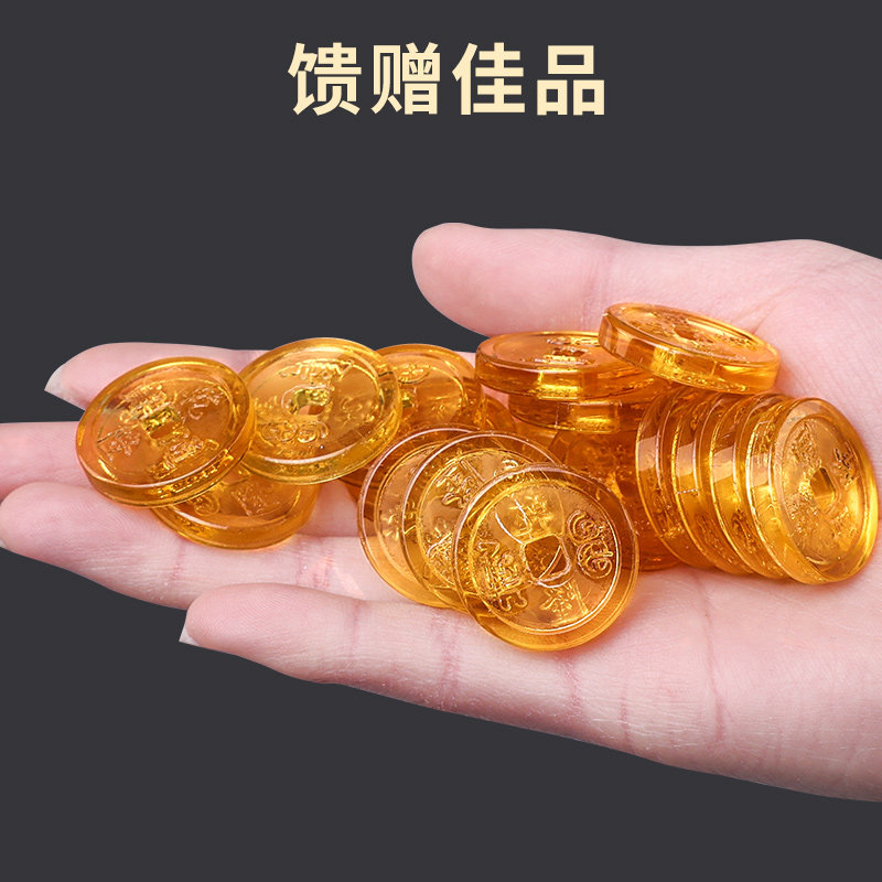 다섯 황제 동전 황수정 구리 동전 장식품 ZIBO 유약 QIANLONG TONGBAO 고대 동전 골동품 거실 풍요의 뿔 장식