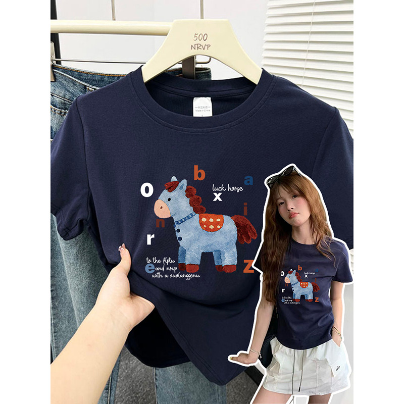 百搭韩系洋气正肩短袖t恤女修身高弹力棉圆领胖mm大码女装上衣潮