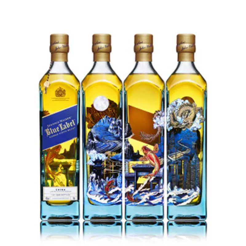 Johnnie walker尊尼获加蓝牌鱼跃龙门*4瓶洋酒调和威士忌