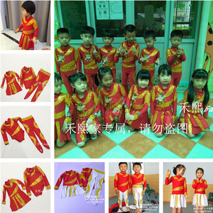 幼儿园六一演出表演服儿童连体高领舞蹈服亮片裙装体操服男孩长裤