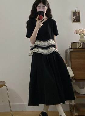 2025超火两件套夏装大尺码夏日穿搭套装女夏上衣胖MM遮肉显瘦半身