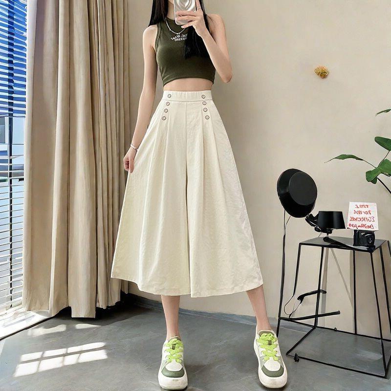 薄款裙裤女2025夏季新款设计感七分裤小个子八分休闲宽裤子