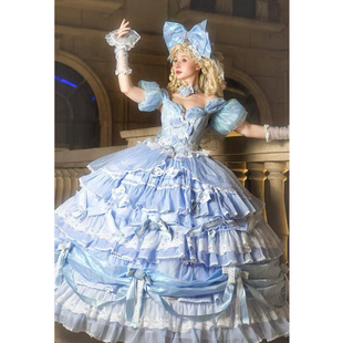 孤星海lolita裙子晚礼服蓝色花嫁洋装 生日公主连衣裙女学生日成人