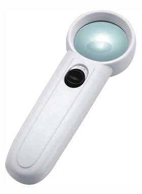 15倍带灯照明37MM镜片感叹号双LED白色带灯塑料手持式高倍放大镜