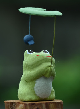 日本龙虎作和纸旅行雨天青蛙摆件