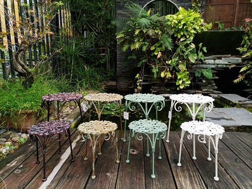 包邮美式复古铸铁古典浮雕花凳