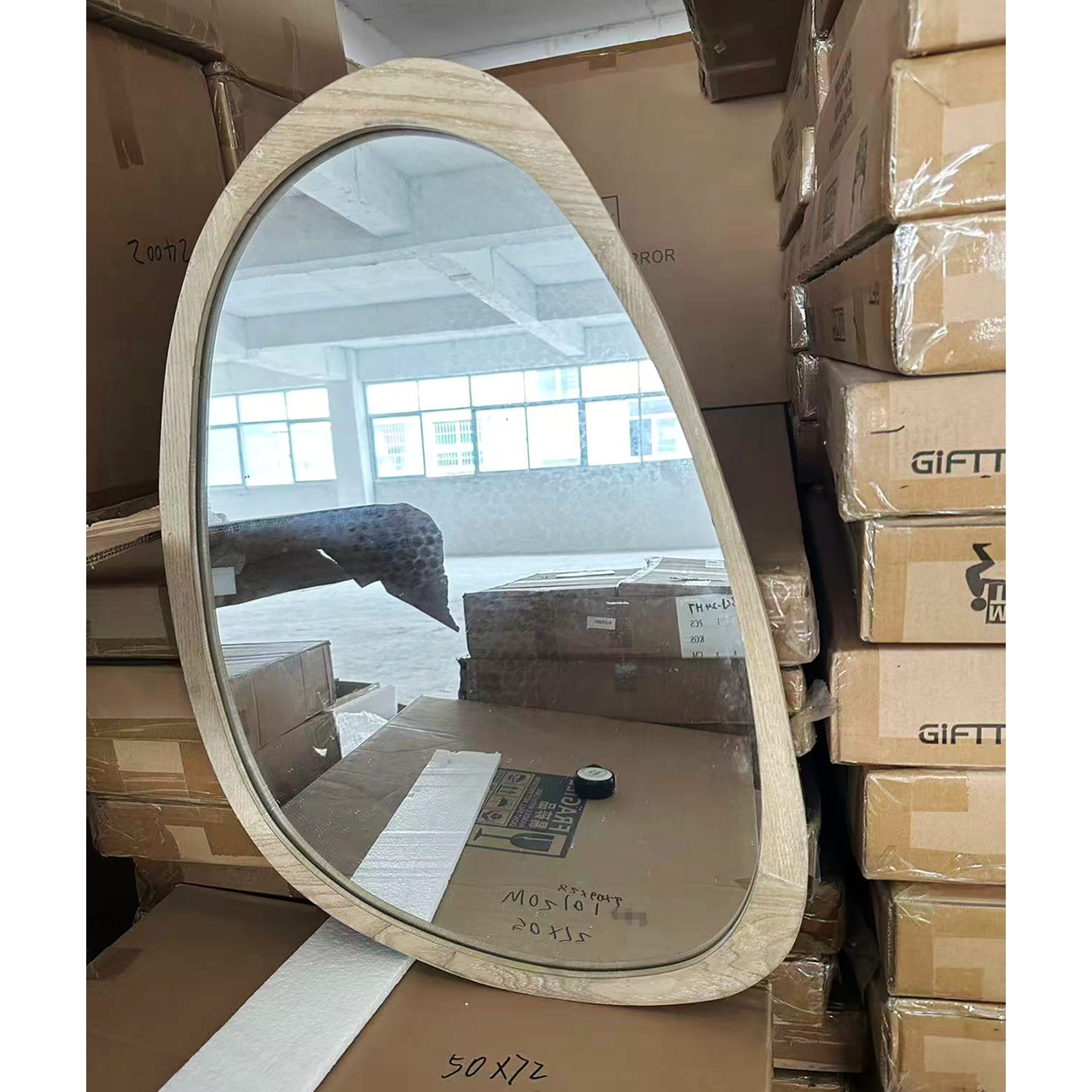 包邮简约现代木框椭圆形壁挂镜