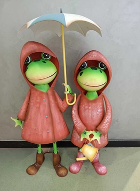 美式复古做旧铁艺青蛙摆件花盆架