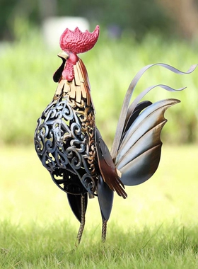 包邮铁艺复古做旧公鸡摆件