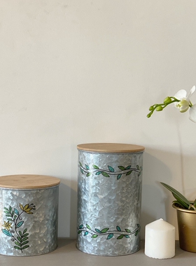 带盖手工印花多用途装饰罐