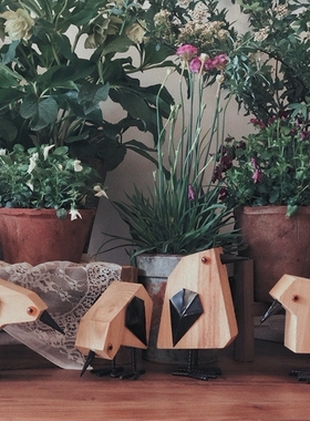 原单美式乡村风复古做旧铁木小鸟