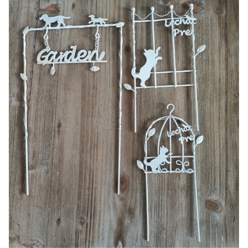 包邮促销花盆铁艺装饰花插盆景装饰摆件迷你栅栏猫咪插件园艺杂货