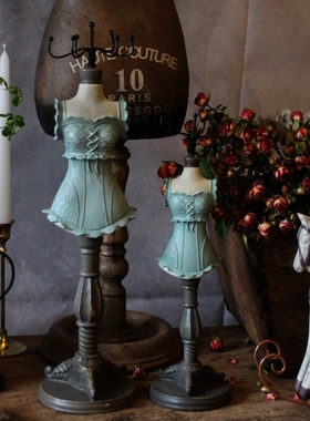 美式复古做旧树脂铁艺模特首饰架