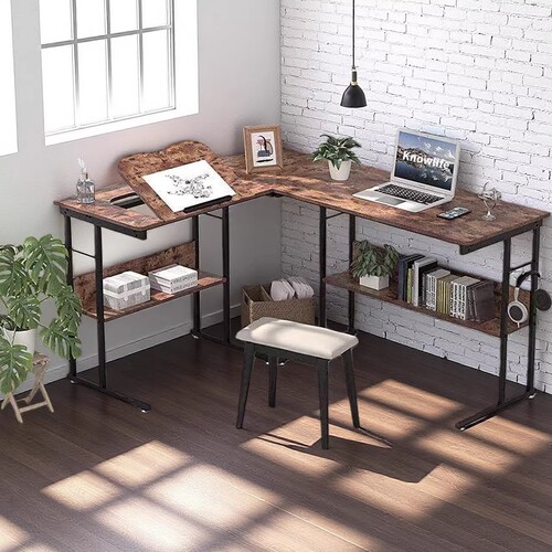 包邮美式复古多功能转角办公桌