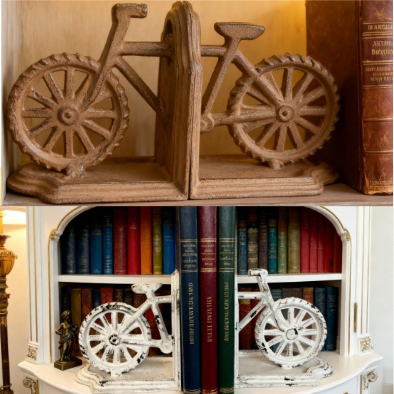 包邮促销原单欧美复古铸铁自行车书档创意书立书靠书房书柜装饰