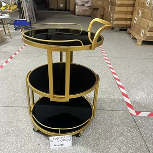 包邮 简约现代风格 70cm 铁艺玻璃三层圆盘推车架边几 清仓价