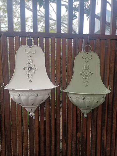包邮法式复古铁艺半圆壁挂花盆