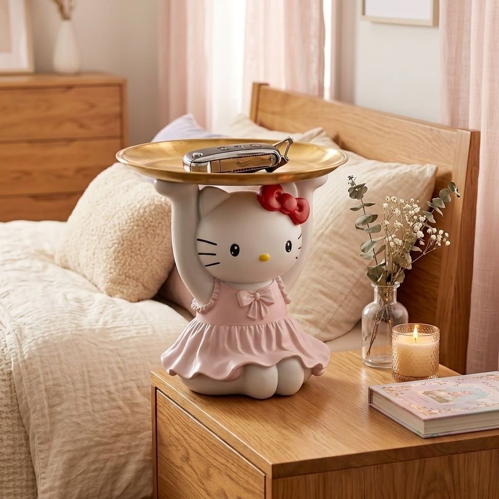 Hello Kitty 托盘收纳摆件玄关钥匙置物盘凯蒂猫少女心桌面装饰
