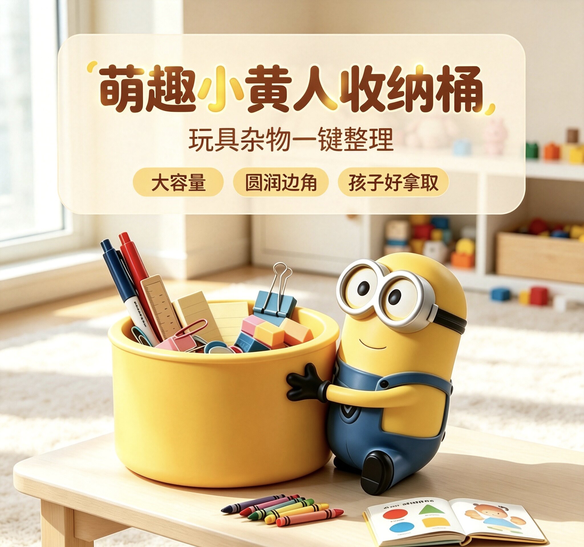 小黄人情绪稳定治愈可爱笔筒摆件办公桌面工位装饰创意生日礼物