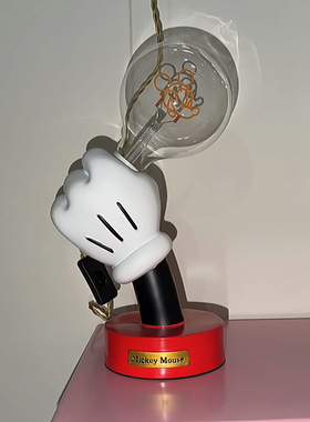 卡通卧室米奇手持台灯ins儿童房个性创意装饰摆件小夜灯