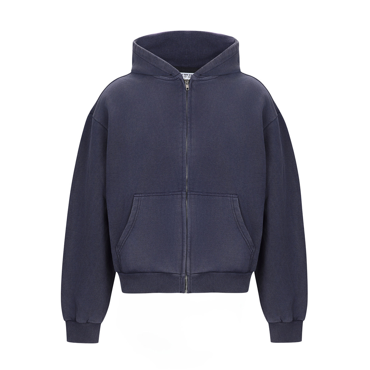 thumbnail for FROM THE STREET washed distressed short and wide zipper hooded cardigan sweatshirt autumn and winter coat