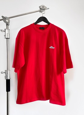 【现货】WE11红色美式经典款少年感刺绣标字母OS宽松潮牌短袖T恤