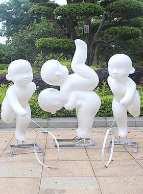 户外卡通雕塑摆件园林景观装饰庭院商场幼儿园美陈玻璃钢娃娃小品