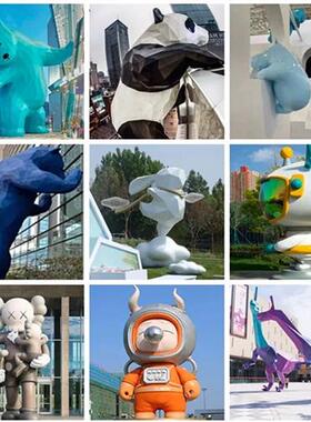 玻璃钢雕塑定制树脂吉祥IP卡通公仔户外美陈迎宾动人物泡沫摆件