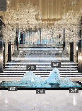 新中式艺术雕塑摆设店大堂别墅会所大型组合落地透明树脂假山摆件