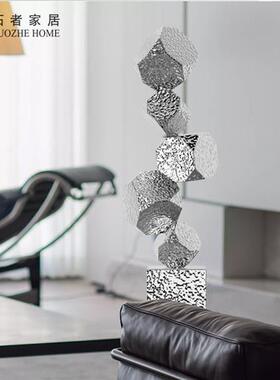 轻奢简约不锈钢落地雕塑酒店样板间现代客厅玄关装饰高端软装摆件