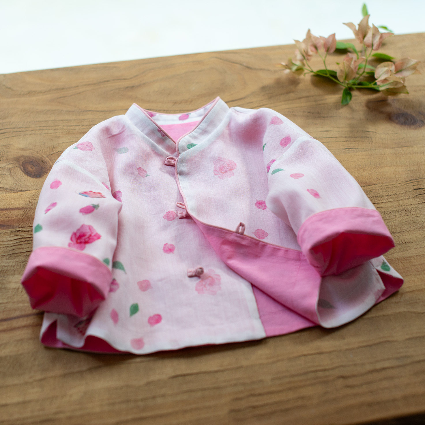 中秋节服装儿童新中式日常可穿汉服简约女童碎花幼儿园宝宝外套新