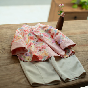 中秋节汉服女童秋季女宝国风唐装儿童双层秋冬外套新中式改良上衣