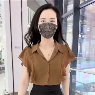 高級(jí)感襯衫 咖色飛袖
