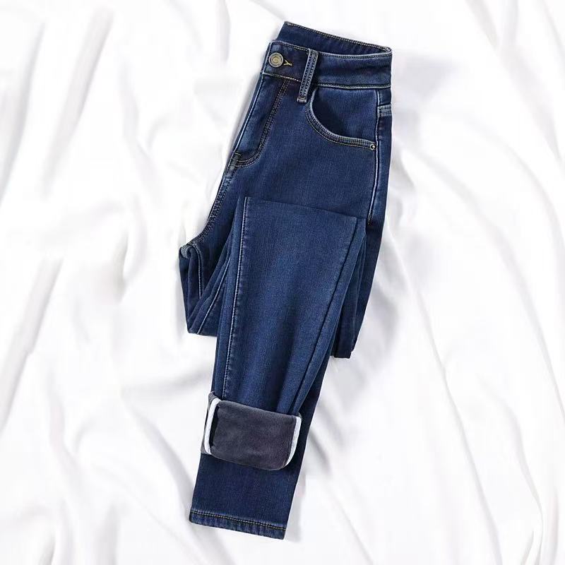 2316蓝色加绒加厚牛仔ku