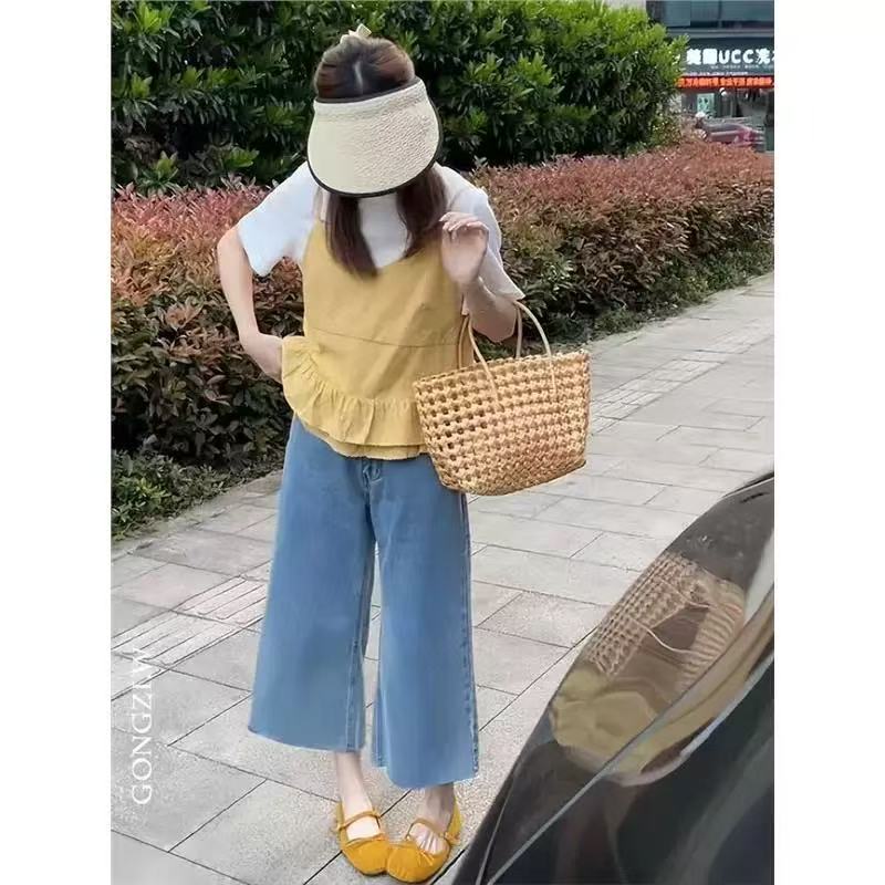 夏日绝美荷叶边吊带两件套
