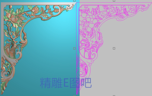 精雕图牡丹花角花灰度图浮雕图雕刻素材精品洋花大角花900x1100