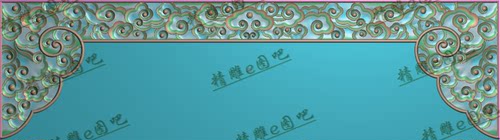 书柜博古架茶台电视柜精雕图jdp灰度图祥云下花板512x142浮雕图