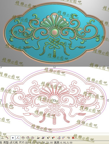 中式洋花精雕图灰度图浮雕图精品洋花中国节沙发背板反面279x170