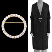 百搭圆形珍珠胸针扣时尚 披肩扣防走光扣 小香风大衣别针固定开衫