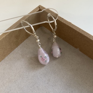 三月春冬原创小众设计中古感琉璃耳环气质百搭耳坠女不参加活动