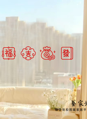 福字吉字發字福袋中式喜庆门窗贴