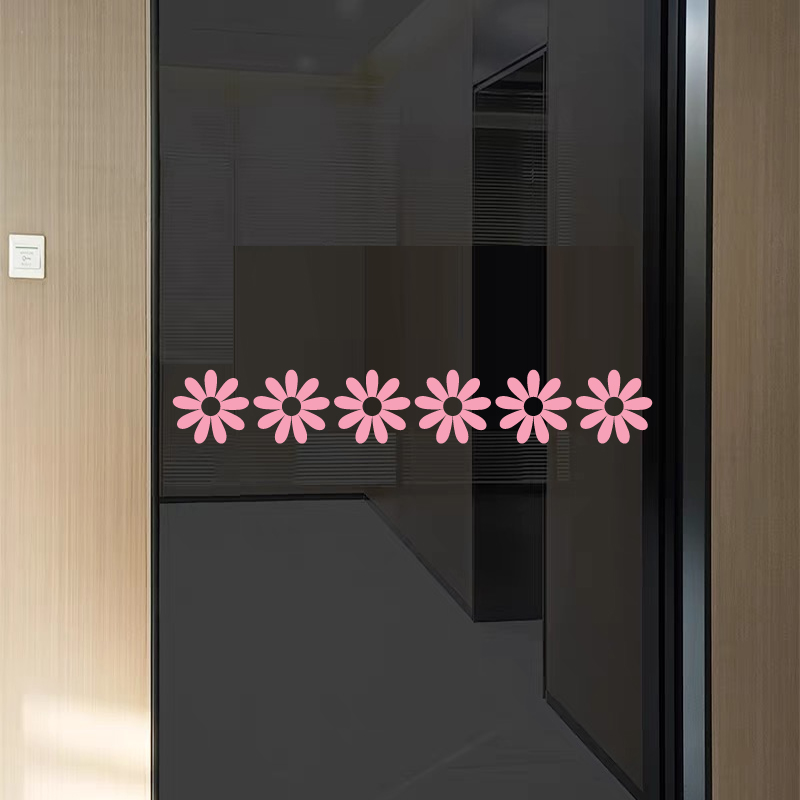 花朵腰线玻璃门防撞高级装饰贴画