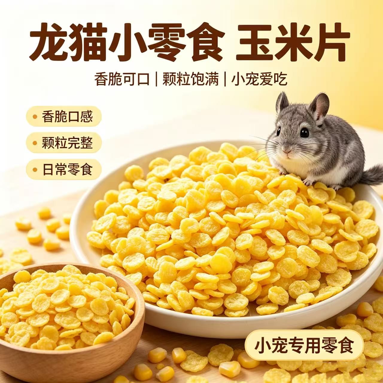 小七麻麻 龙猫仓鼠磨牙零食主粮玉米片荷兰猪豚鼠专用小零食100g