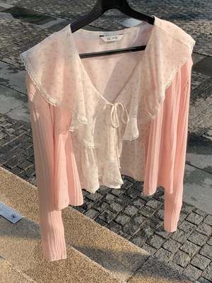 韩国直邮东大门代购正品2026春季 allover 柔美荷叶边碎花衬衫