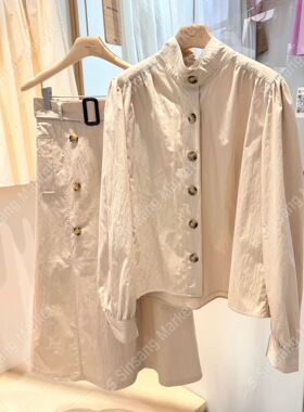 韩国直邮东大门代购正品2026春季新款 elmu 气质款泡泡袖衬衫