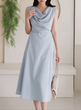 韩国直邮东大门正品代购2025夏季 1roha 优雅腰带配套无袖连衣裙