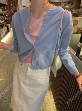 韩国直邮东大门正品代购2026春季新款 allove 百搭纯色针织开衫
