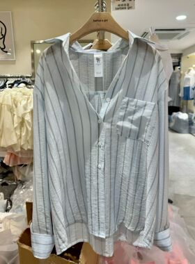 韩国直邮东大门代购正品2026夏季 barbara 日常百搭竖条纹衬衫
